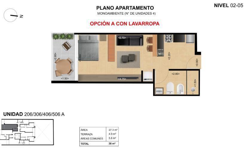 Venta Apartamento Monoambiente en Cordon