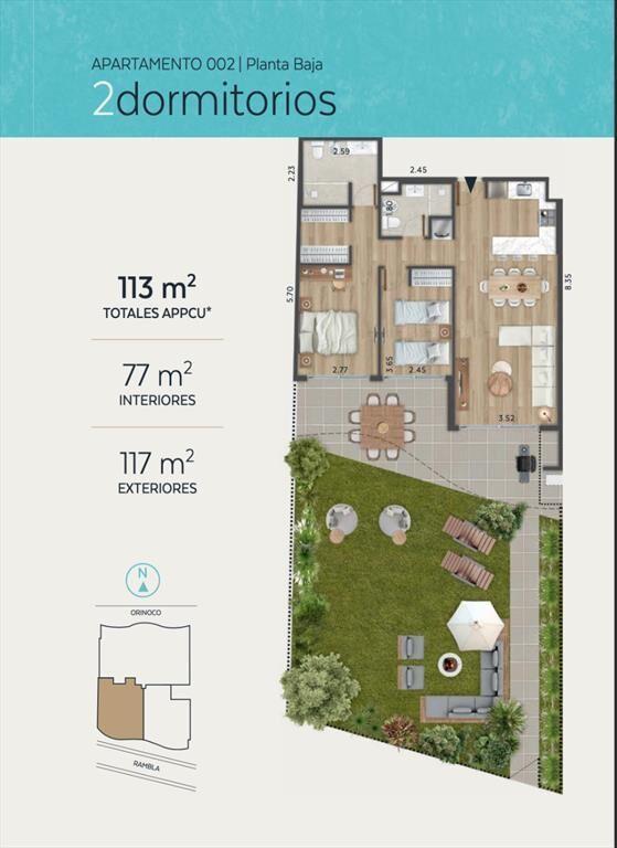 Apartamento en venta frente a rambla de Malvin
