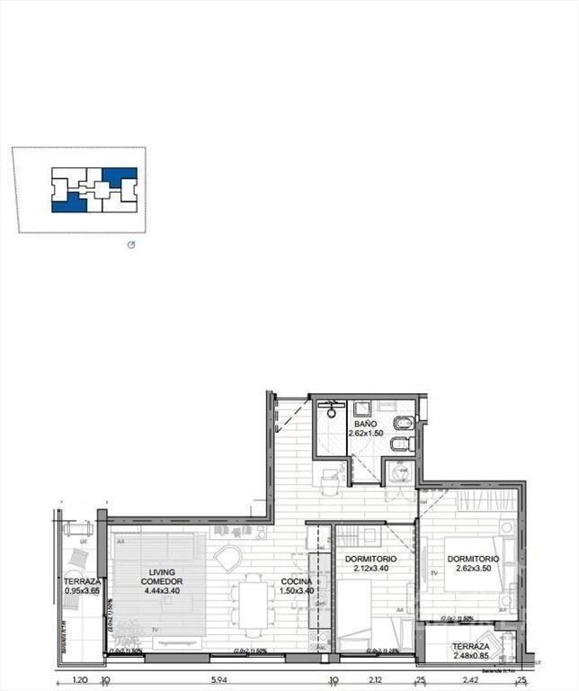 Apartamento de dos dormitorios en venta en La Blanqueada -