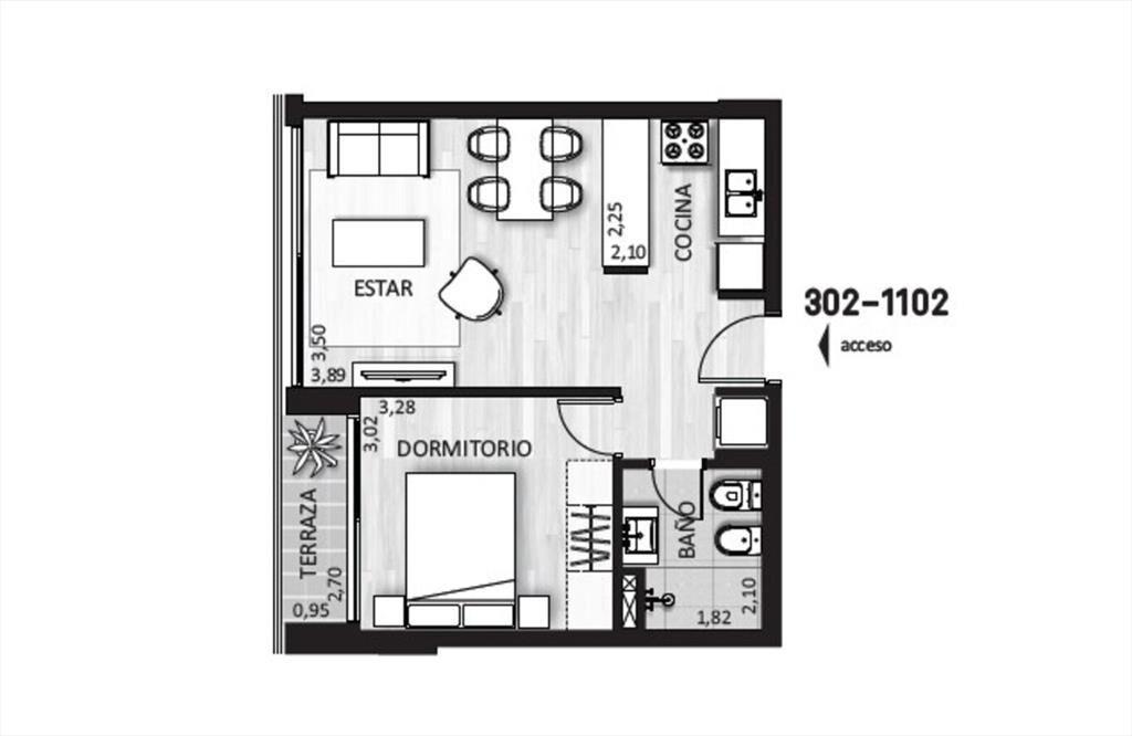 Venta apartamento 1 dormitorio en Cordón a estrenar