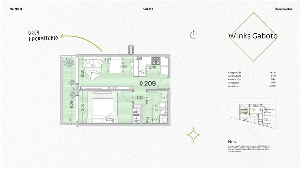 Venta Apartamento Monoambiente en Palermo