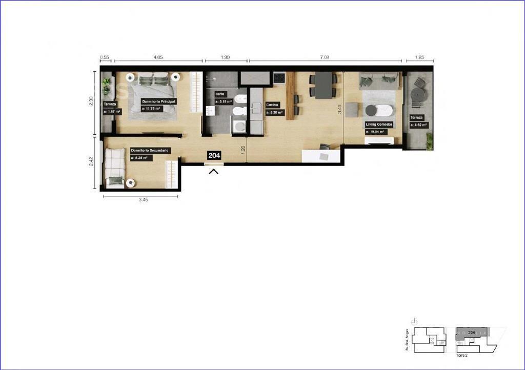 Apartamento  de dos dormitorios en venta en Tres Cruces - 2