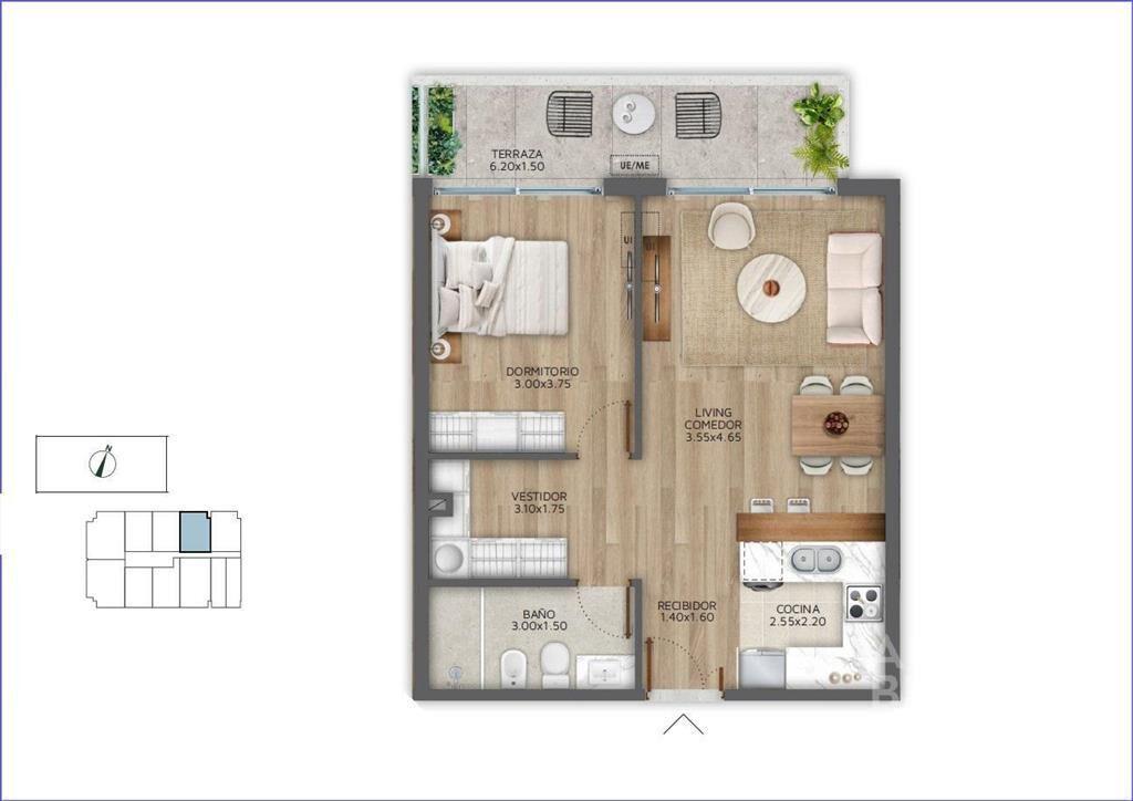 Apartamento  de un dormitorio en venta en Pocitos - 807