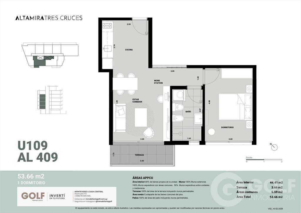 Venta de apartamento de 1 dormitorio en Tres Cruces