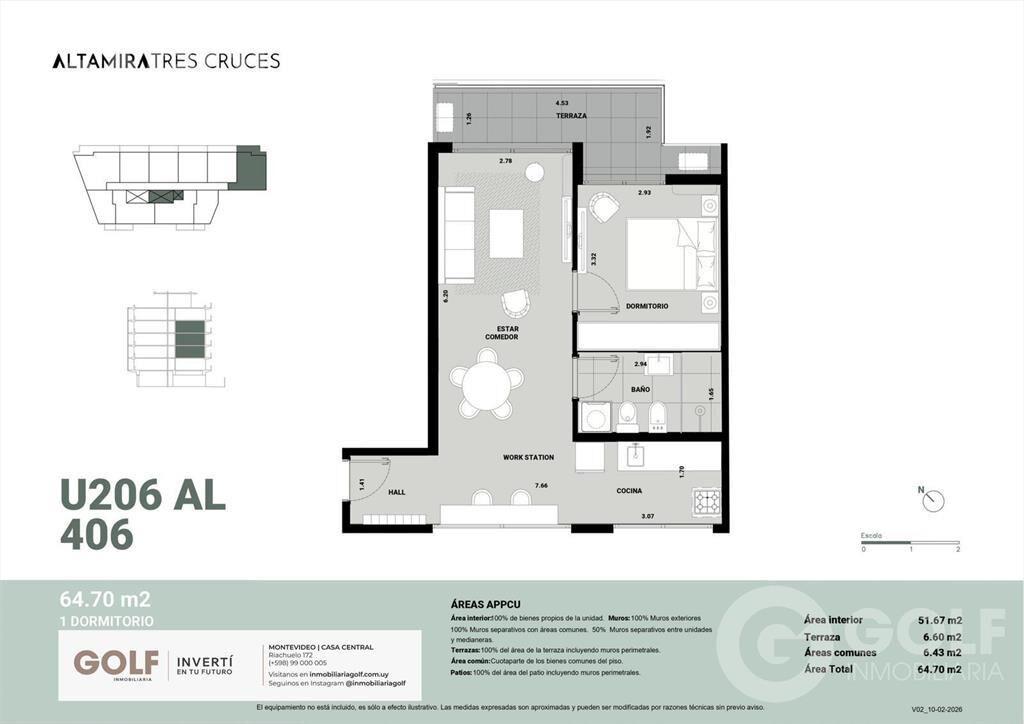 Venta de apartamento de 1 dormitorio en Tres Cruces