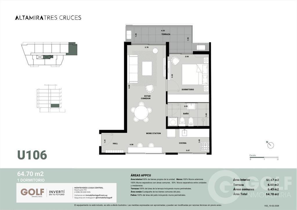 Venta de apartamento de 1 dormitorio en Tres Cruces