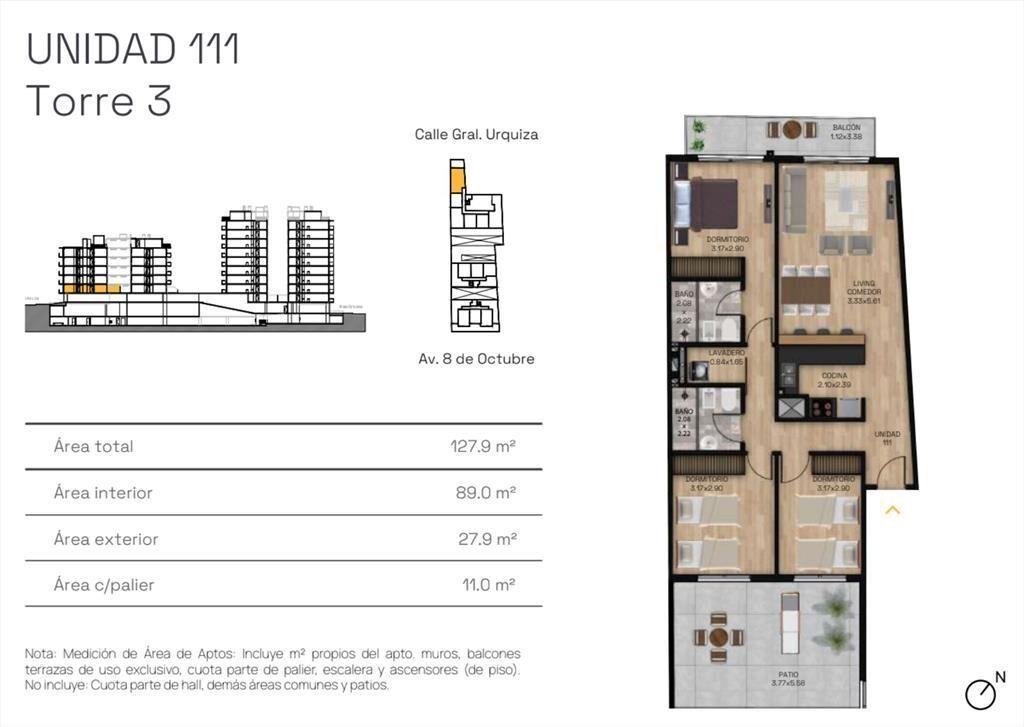 VENTA APARTAMENTO 3 DORM PATIO LA BLANQUEADA POZO