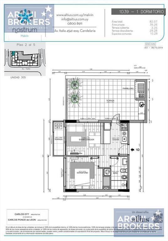 Apartamento de 1 dormitorio en venta en Malvín
