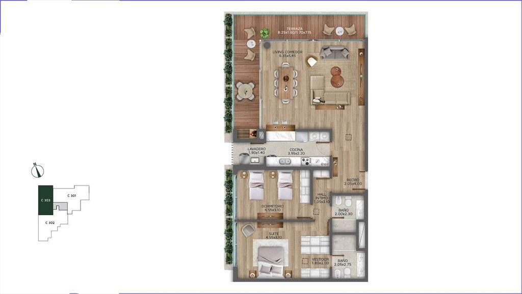 Apartamento de 2 dormitorios en venta en Carrasco - C403