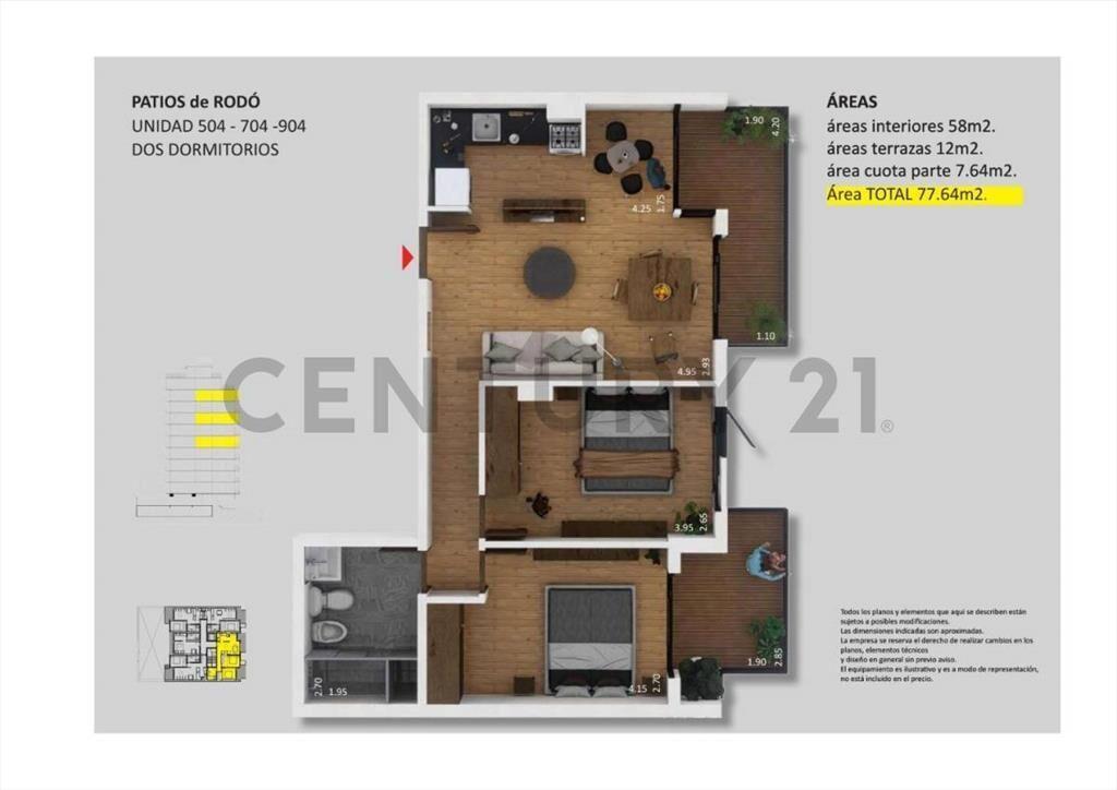 Apartamento + Cochera de 2 dormitorios al frente con dos ...