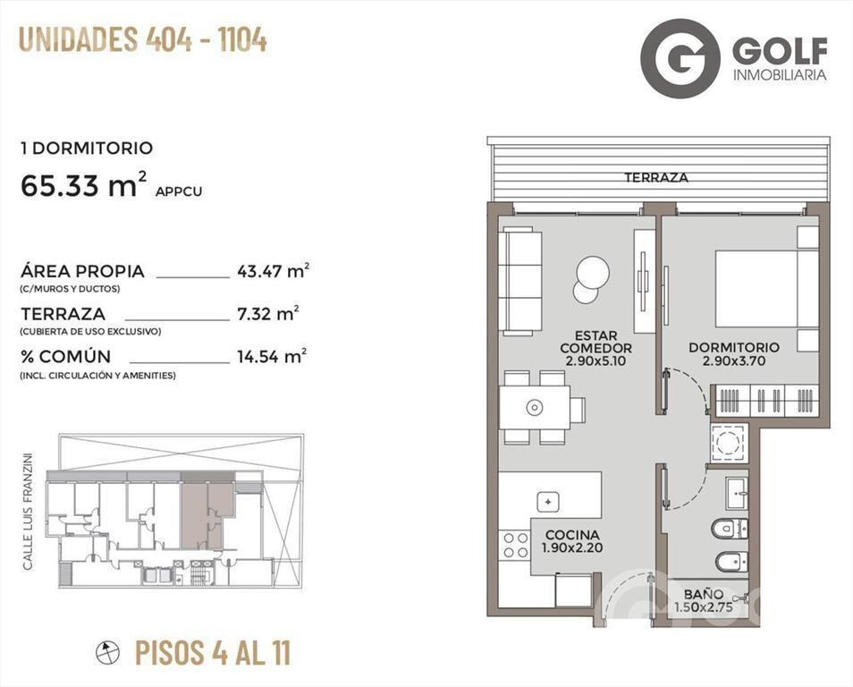 Venta Apartamento penthouse 1 dormitorio en Pocitos