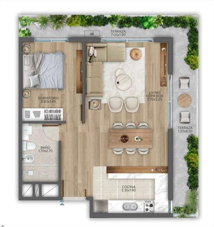 VENTA DEPTO 1 DORMITORIO PUNTA CARRETAS C TERRAZA
