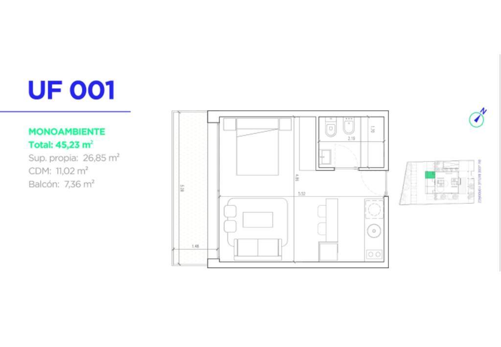 Venta de monoambiente en 01 Vista, La Blanqueada