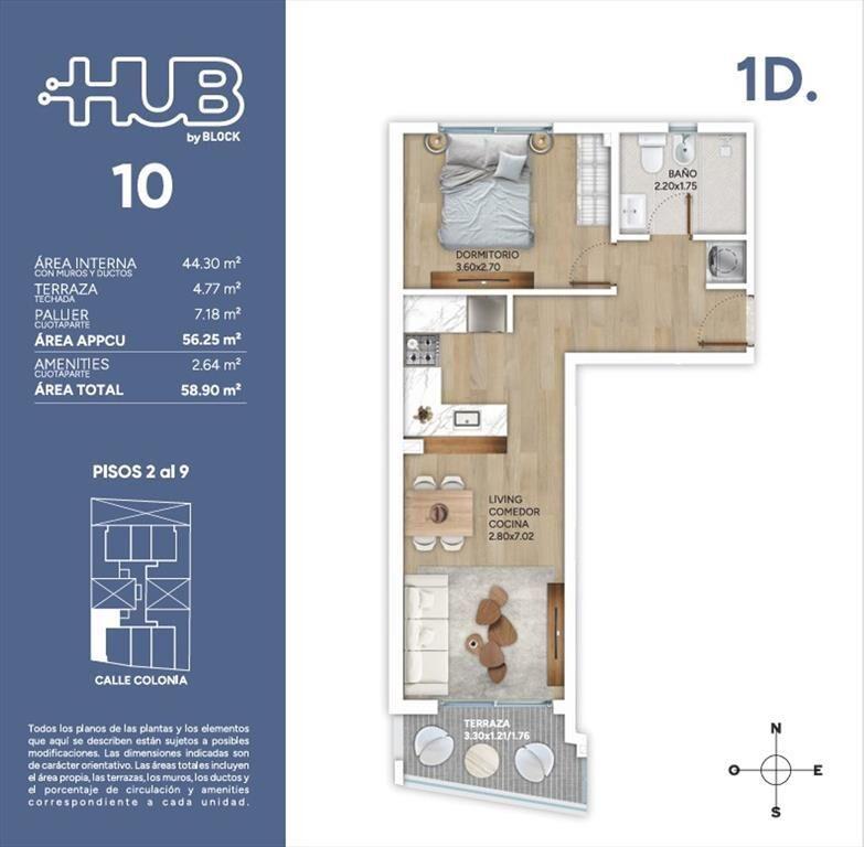 Venta Apartamento 1 dorm en Cordon con Amenities