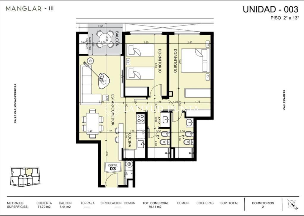 Apartamento de 2 dormitorios en Manglar Umbra