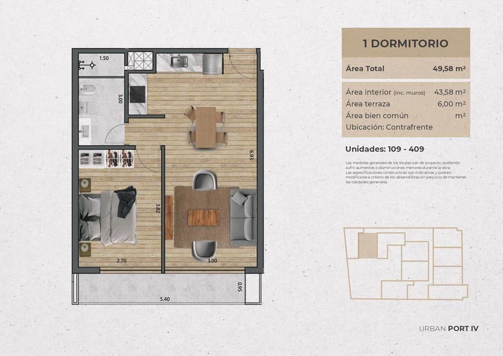 Venta Apartamento 1 Dormitorio en Pocitos