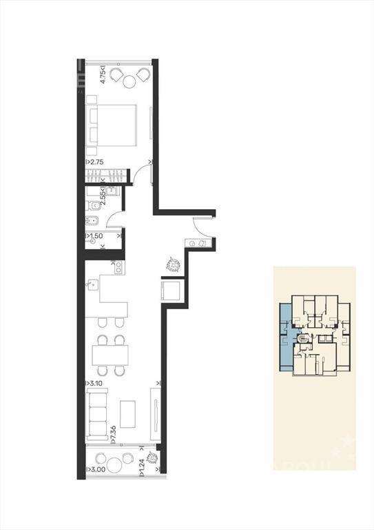 Apartamento de un dormitorio en venta en Punta Carretas -