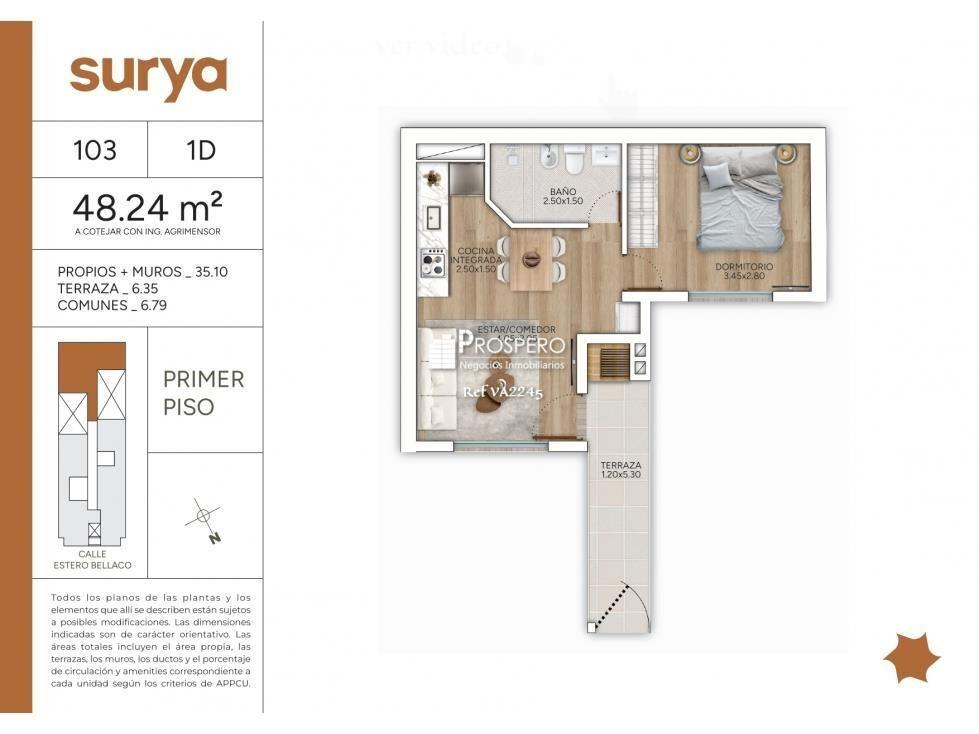 VA2245/p Venta Casas 1dorm Parque Batlle Patio Terraza