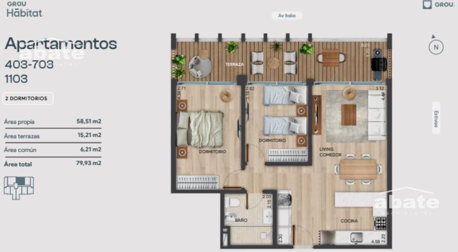 Apartamento 2 dormitorios con gran terraza A ESTRENAR en Pa