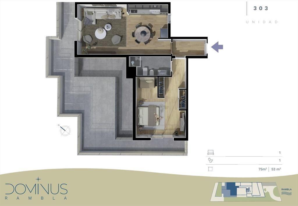 Vende Apartamento 1 Dormitorio rambla de Carrasco