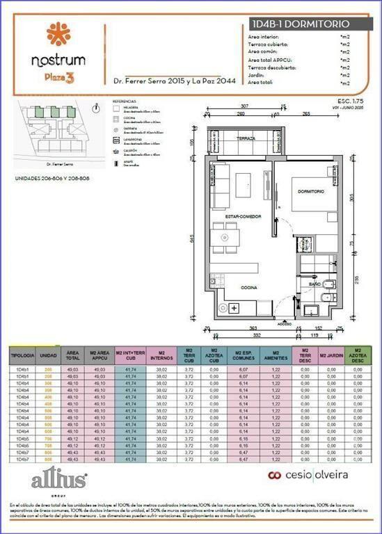 Apartamento de un dormitorio en venta en Tres Cruces - 208