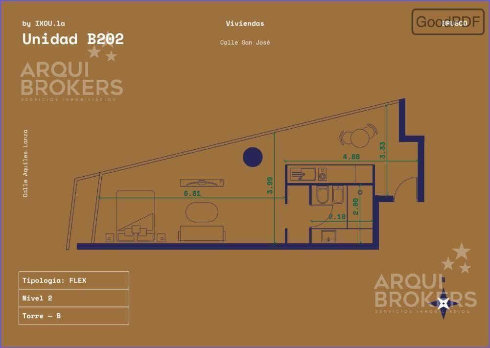 Apartamento monoambiente en venta en Centro -202B