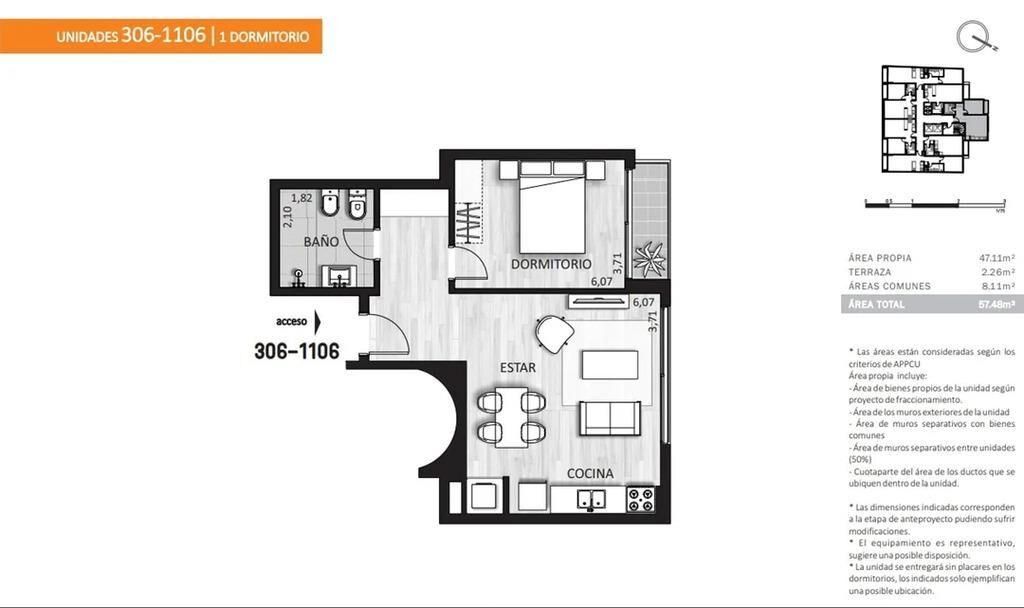 Venta de apartamento de 1 dormitorio en Soho Mercedes, Cordó