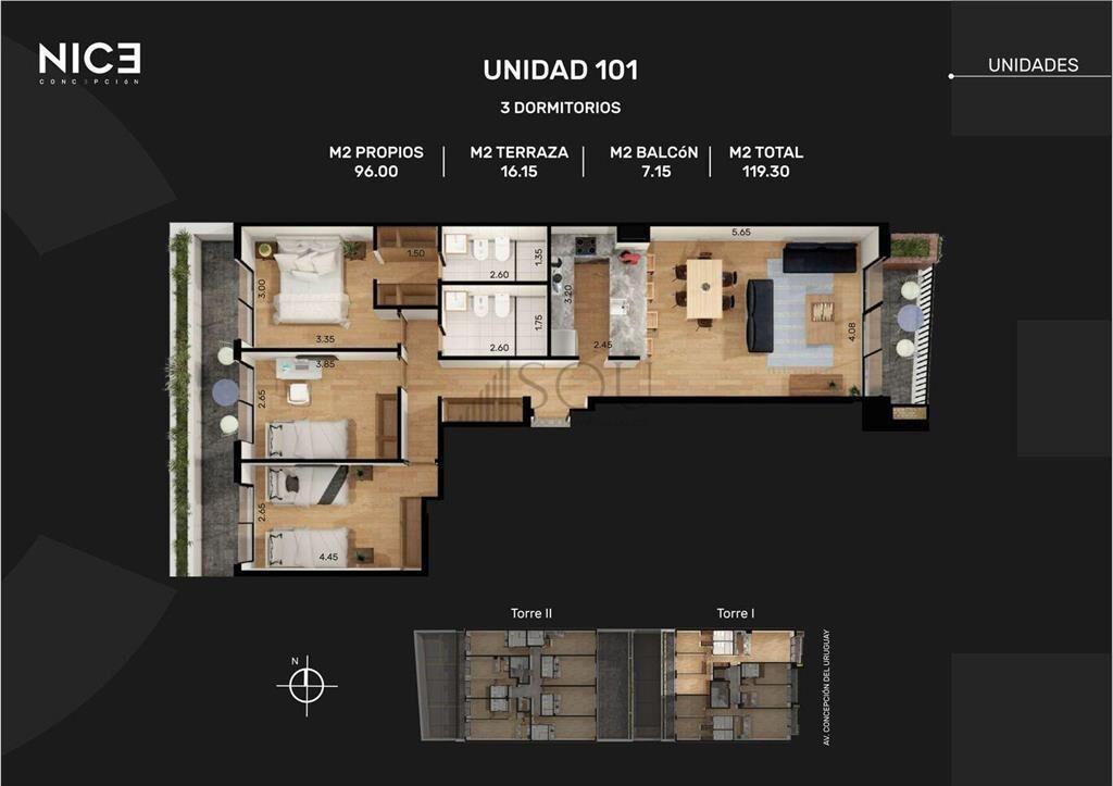 VENTA APARTAMENTO 3 DORMITORIOS CON COCHERA EN MALVIN