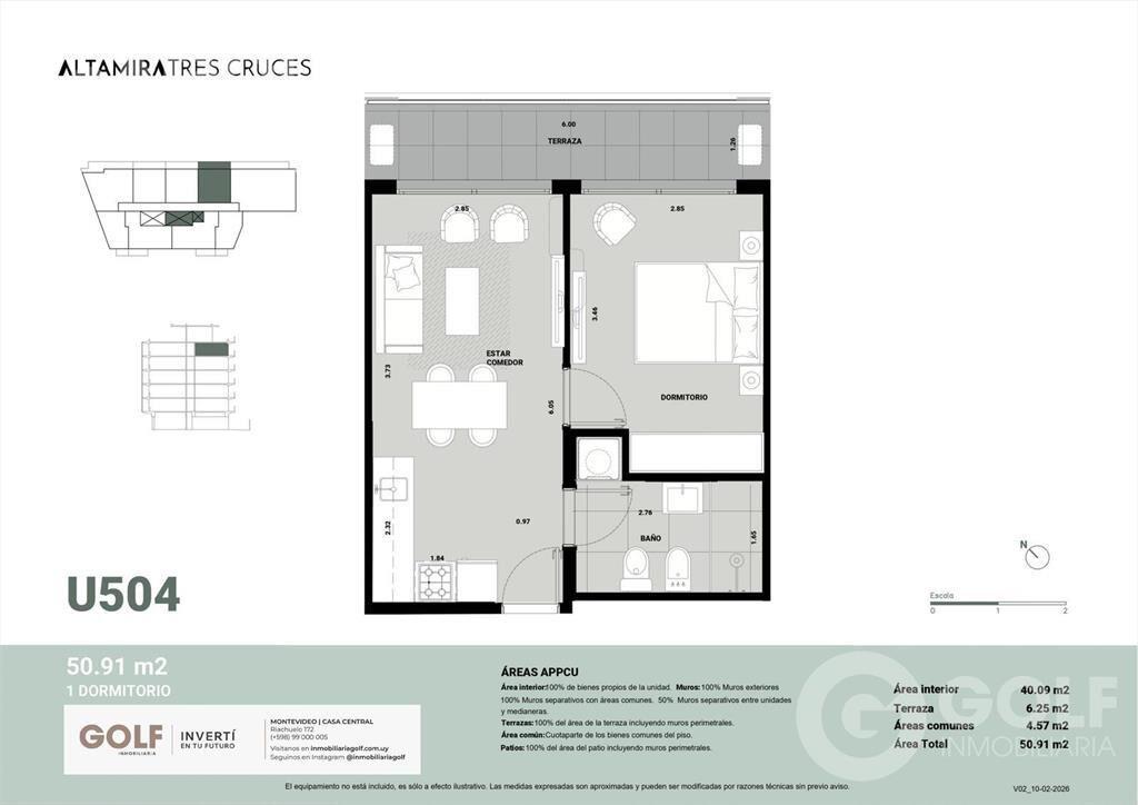 Venta de apartamento de 1 dormitorio en Tres Cruces