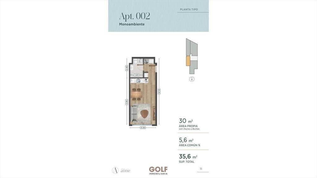 Venta monoambiente con terraza en Pocitos