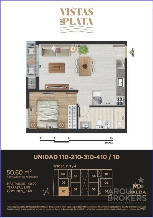 Apartamento de un dormitorio en venta en Aguada - 410