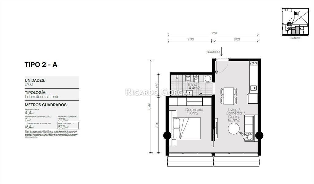 Apartamento 1 dormitorio en venta en Altos de Rio Negro ...
