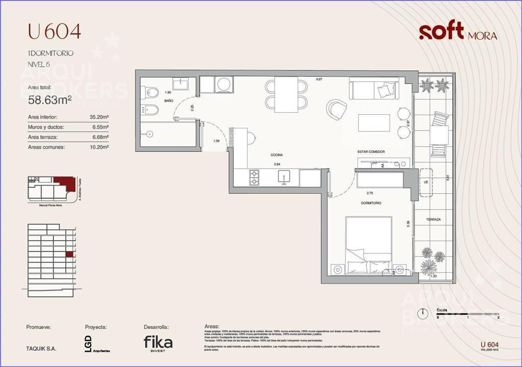 Apartamento de un dormitorio en venta en Cordón Sur - 604