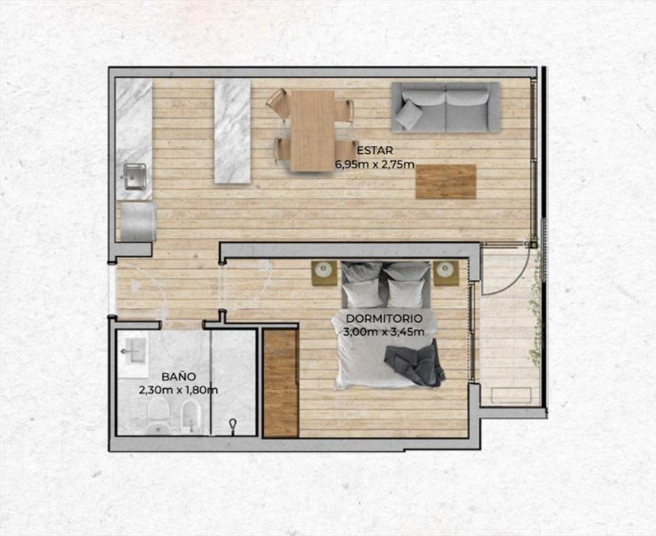 VENTA Apartamento CENTRO 1 dormitorio con balcón