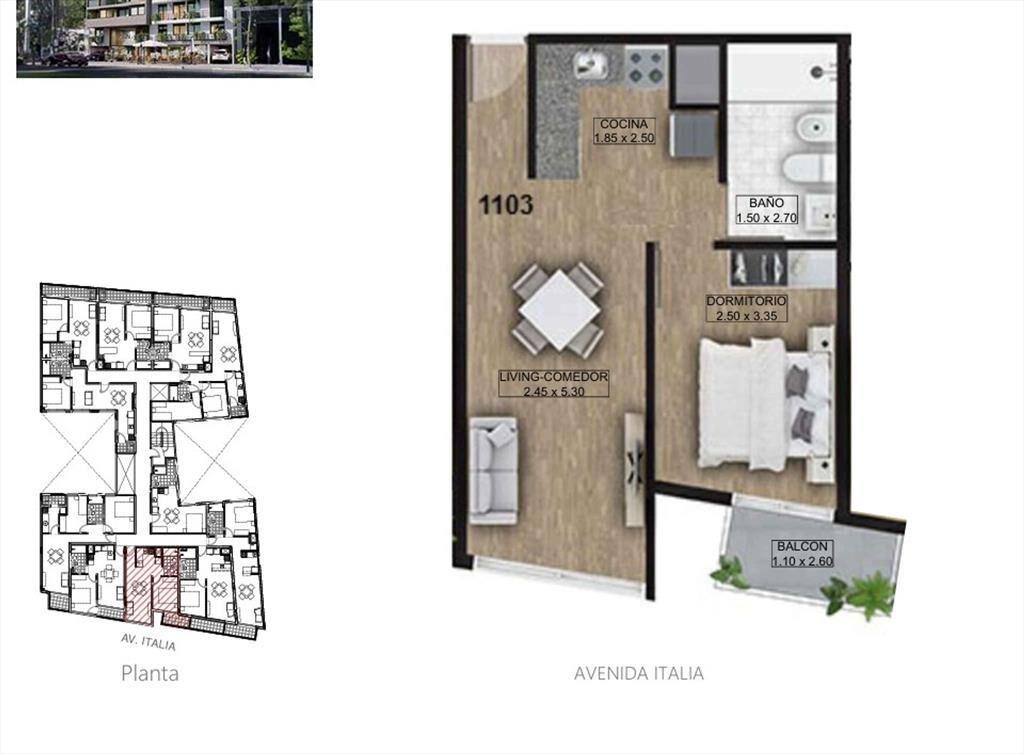 UNIDAD 1103 - 1 DORMITORIO - LA BLANQUEADA