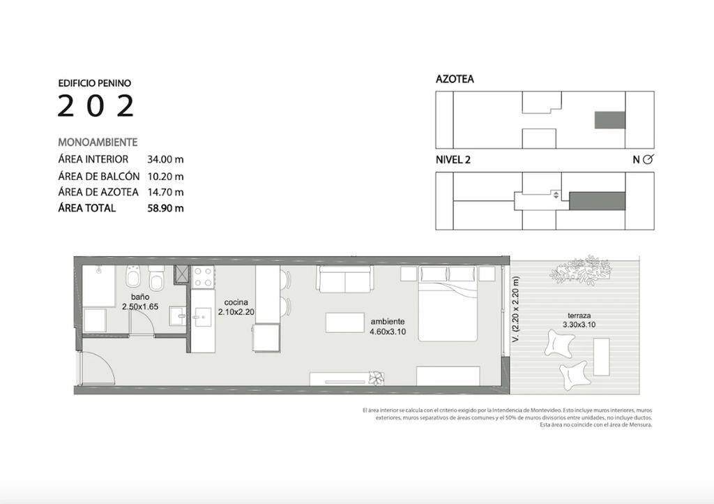 Venta de apartamento monoambiente en Penino, la Unión