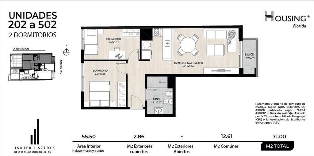 Apartamento de dos dormitorios en venta en Barrio Sur - 202
