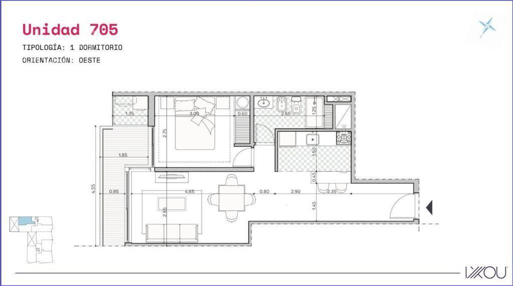 Venta apartamento un dormitorio en Barrio Sur - 705