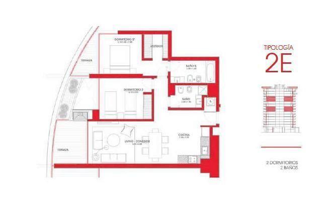 Apartamento de dos dormitorios en venta en Parque Roosevelt