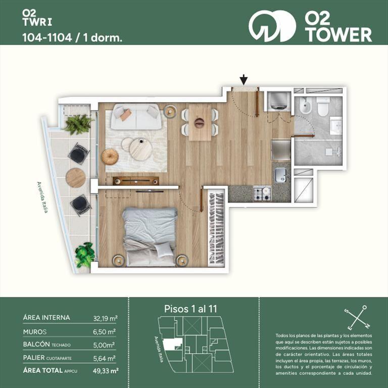 Venta de Apartamento con 1 dormitorio frente a Parque Batlle