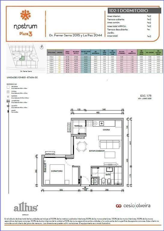 Apartamento de un dormitorio en venta en Tres Cruces - 601