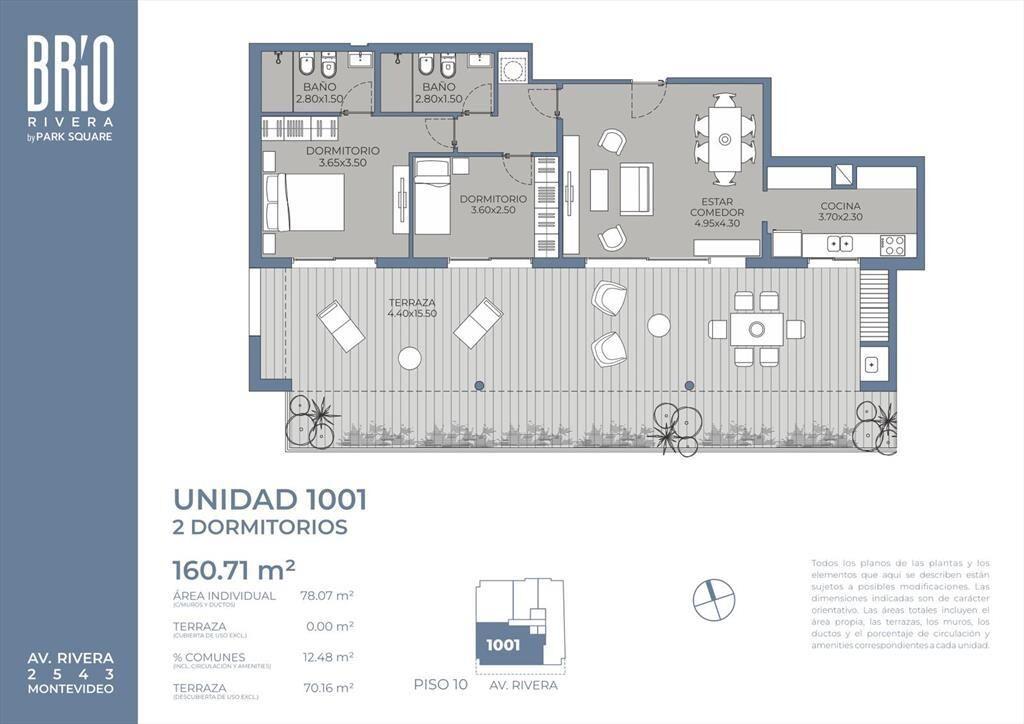 Venta PentHouse 2 Dormitorios en Pocitos