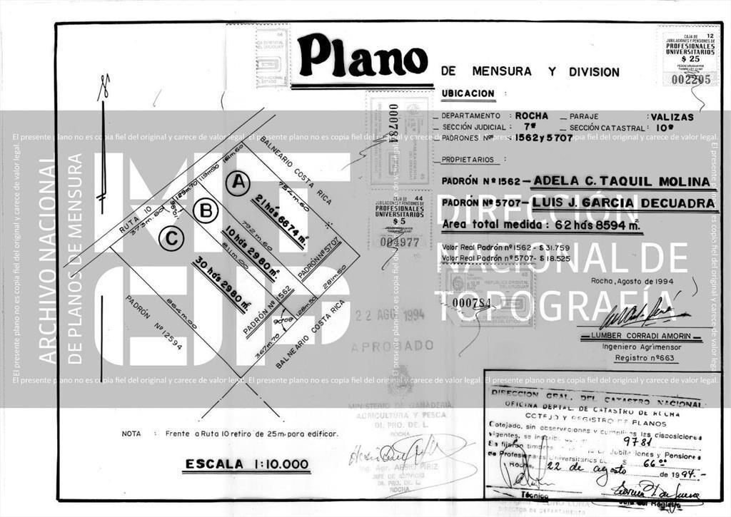 Venta de Lote de 10 Hectáreas sobre Ruta10 cerca de Valizas