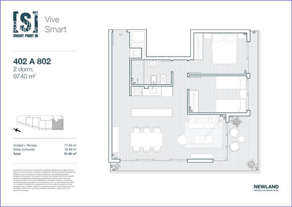 Apartamento de dos dormitorios en venta en Tres Cruces - 6