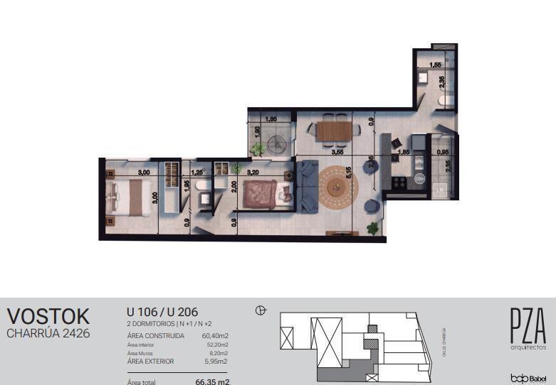 Venta Apartamento 2 Dormitorios en Pocitos