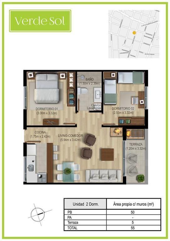 Apartamento -Estrena apto 2 dormitorios en Luis Alberto de