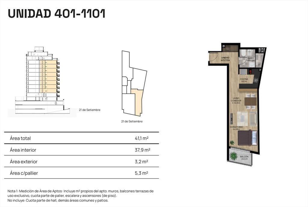 VENTA MONOAMBIENTE BALCON PUNTA CARRETAS POZO