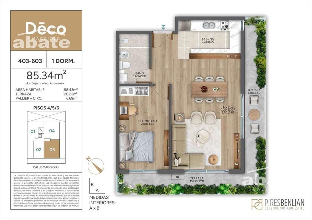 Venta Apartamento 1 dormitorio- Parque Rodó - Deco Maggiolo