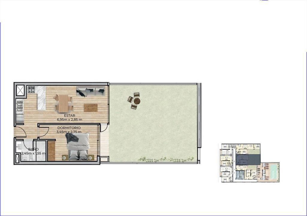 Apartamento de un dormitorio en venta en Centro - 105