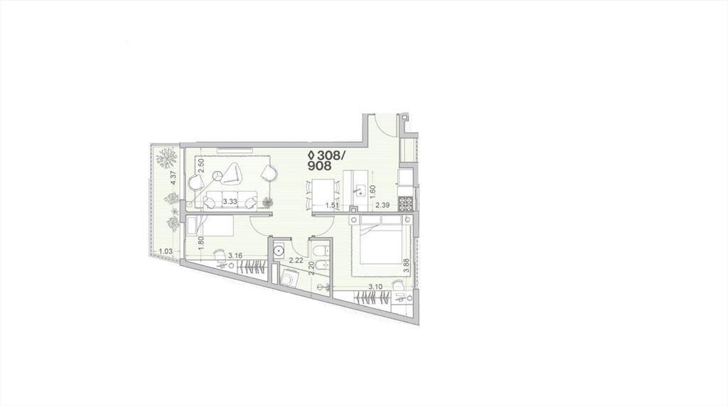 Venta apartamento dos dormitorios en Palermo - 508